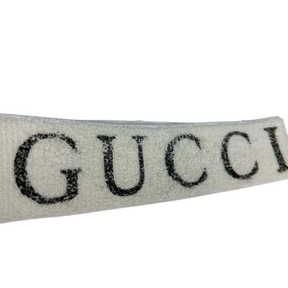 Gucci Cream Knit Logo Print Wide Headband - Picture 2 of 5